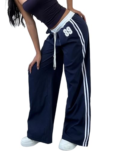 Amazon.com: WDIRARA Women's Wide Leg Baggy Sweatpants Side Striped